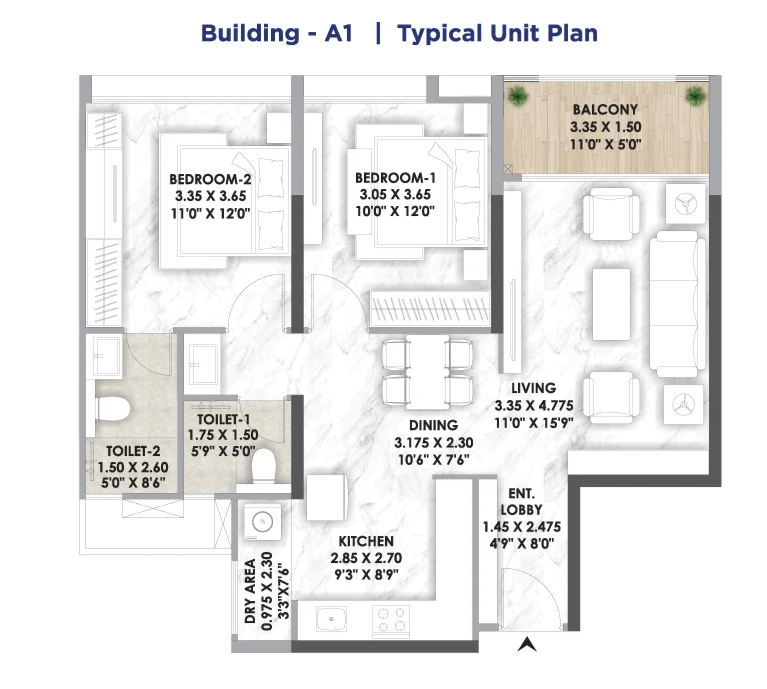 BARCA At Godrej MSR City 2 BHK floor plan